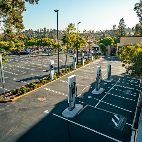 Fast charging station electric cars equipped with quick charger